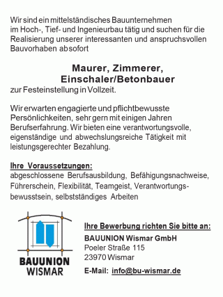 Maurer, Zimmerer, Einschaler/Betonbauer